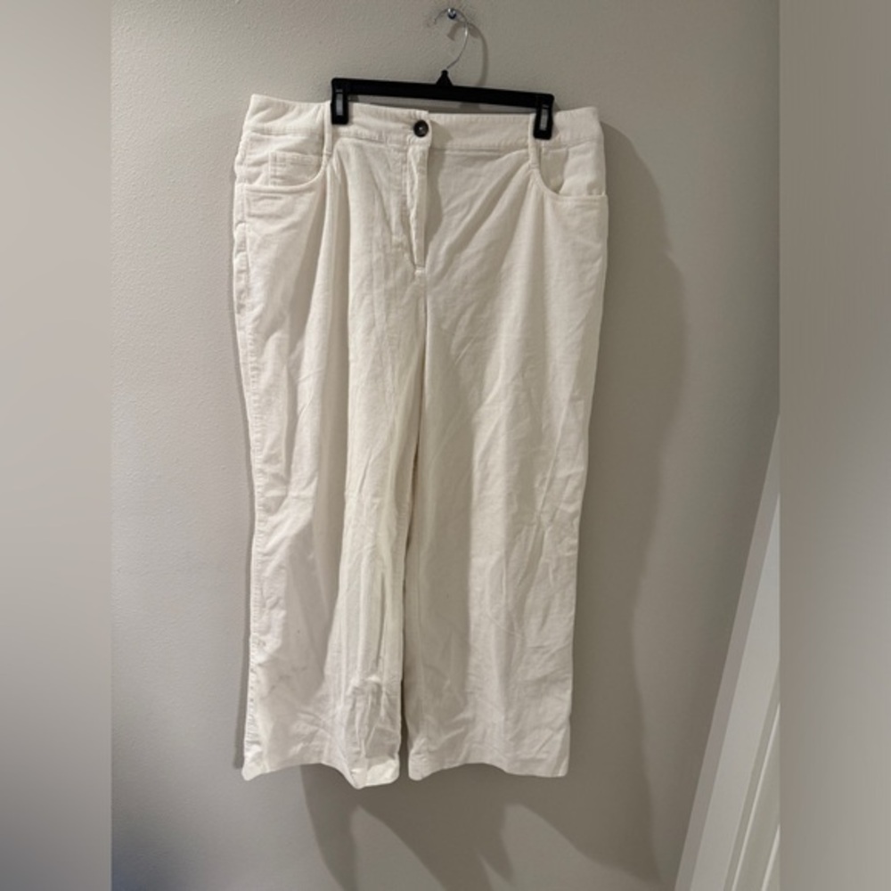 Boden Womens White Corduroy Wide Leg Cropped Pants Size 14 US 18 UK